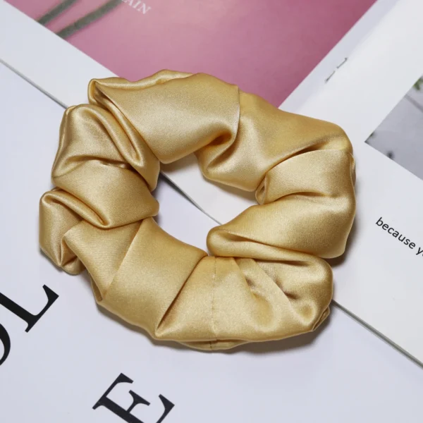 100% Natural Silk Scrunchies Hair Accessories Elastics Rubber Ponytail Holders Charmeuse Hair Bands Ties for Women Girls 3.5CM - Image 5