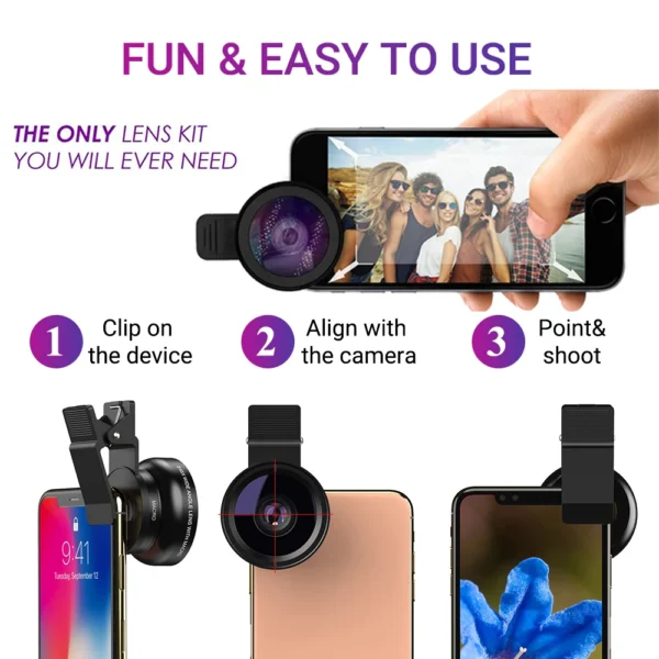 APEXEL Phone Lens kit 0.45x Super Wide Angle & 12.5x Macro Micro Lens HD Camera Lentes for iPhone 6S 7 Xiaomi more cellphones - Image 4