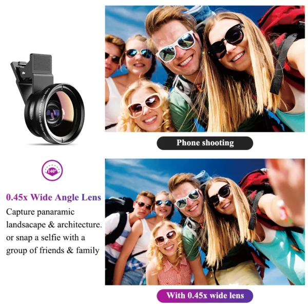 APEXEL Phone Lens kit 0.45x Super Wide Angle & 12.5x Macro Micro Lens HD Camera Lentes for iPhone 6S 7 Xiaomi more cellphones - Image 2