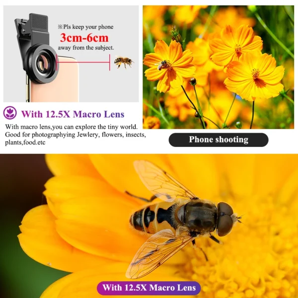 APEXEL Phone Lens kit 0.45x Super Wide Angle & 12.5x Macro Micro Lens HD Camera Lentes for iPhone 6S 7 Xiaomi more cellphones - Image 3