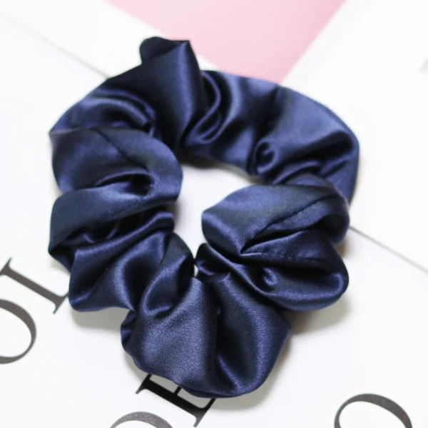 100% Natural Silk Scrunchies Hair Accessories Elastics Rubber Ponytail Holders Charmeuse Hair Bands Ties for Women Girls 3.5CM - Image 4