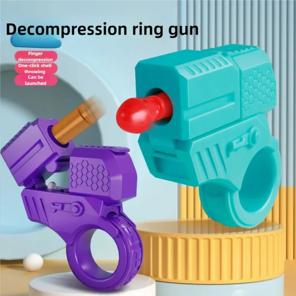 New Mini Gun Shell Ejected Can Launch Decompression EDC Finger Ring Pistol Fidget Spinner Ratchet Anxiety Stress Relief Toy Guns