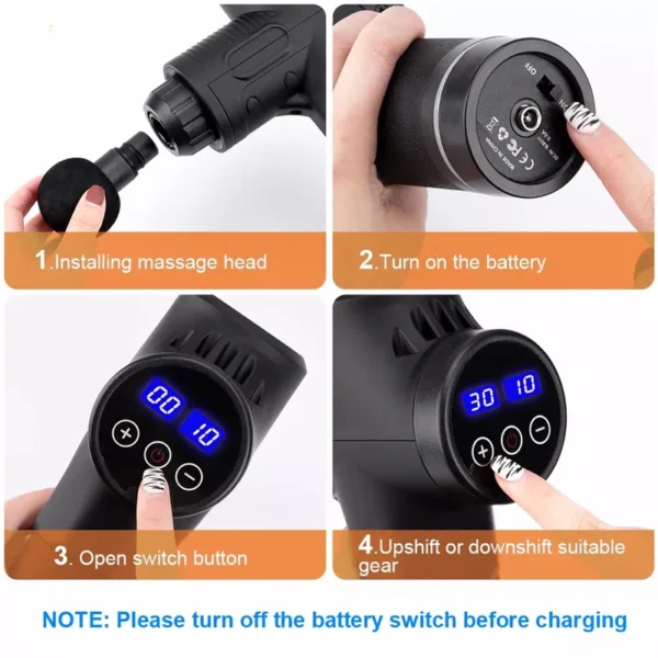 Fascial Massage Gun Electric Percussion Pistol Massager Body Neck Back Deep Tissue Muscle Relaxation Pain Relief Fitness - Image 3