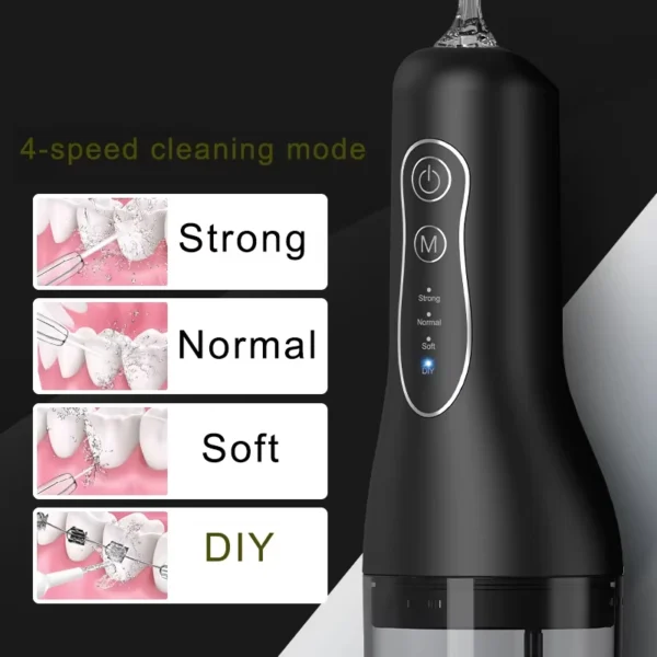 Oral Irrigator Portable Dental Water Flosser USB Rechargeable Water Jet Floss Tooth Pick Jet Tip Modes Waterproof - Image 3