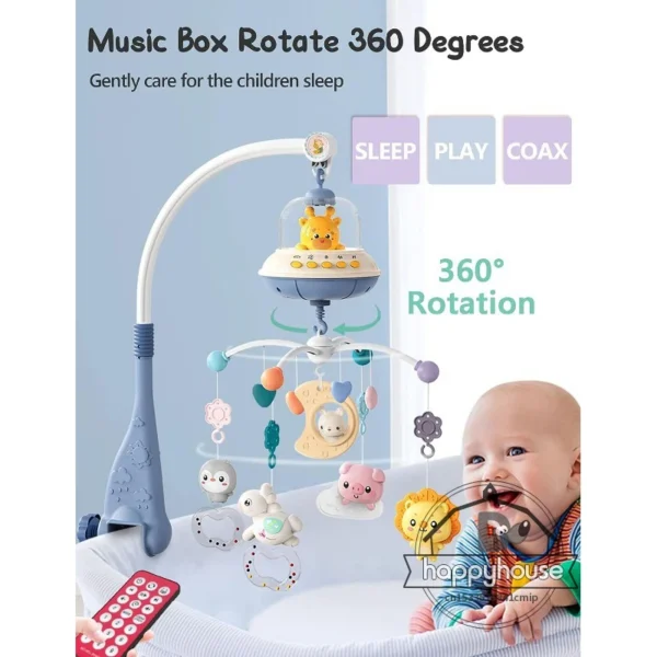 Musical Baby Crib Mobile with Lights Music Projection for Infants Remote Control Crib Toys for Newborn Baby Mobile for Crib Toys - Image 4