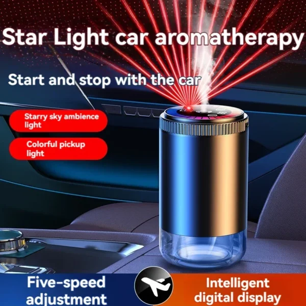 Smart Car Air Freshener Rechargeable Aroma Diffuser 5 Levels of Adjustable Intelligent Diffuser Pickup Light Starry Sky Summit - Image 2