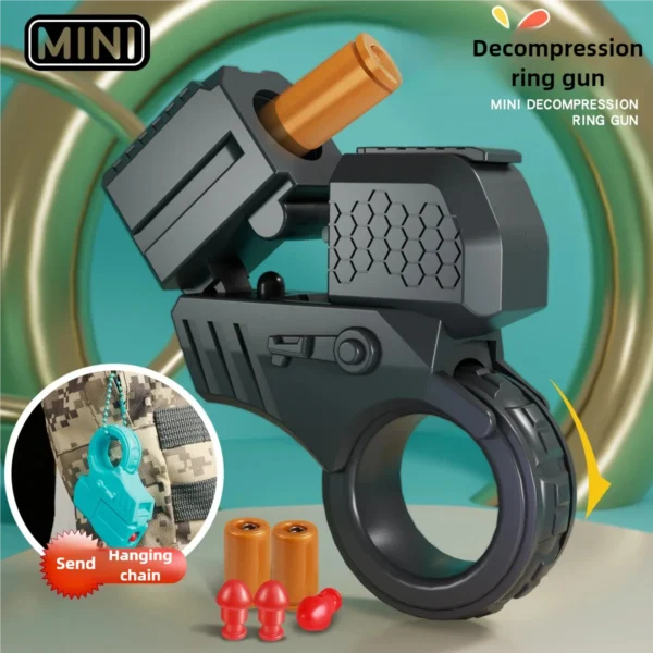 New Mini Gun Shell Ejected Can Launch Decompression EDC Finger Ring Pistol Fidget Spinner Ratchet Anxiety Stress Relief Toy Guns - Image 2