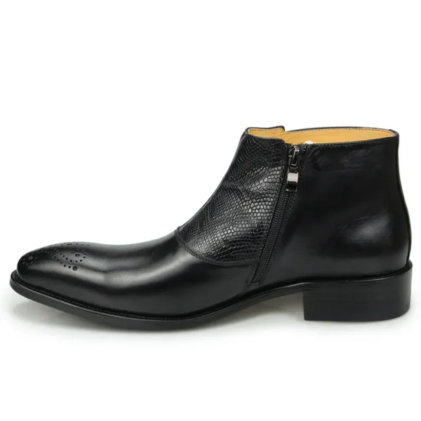 New Trend Men Zipper Ankle Boots Shoes Casual Social Summer for Metal Buckle Working Outdoor Height Increasing Big Size Natural - Image 3