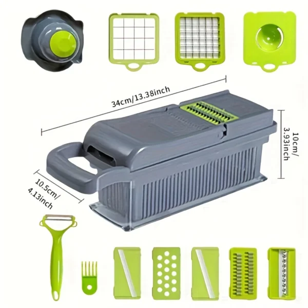 Multifunctional, Robust Vegetable Chopper & Fruit Slicer Set - Manual Food Cutter with Container, Efficient Onion Mincer, Potato - Image 3