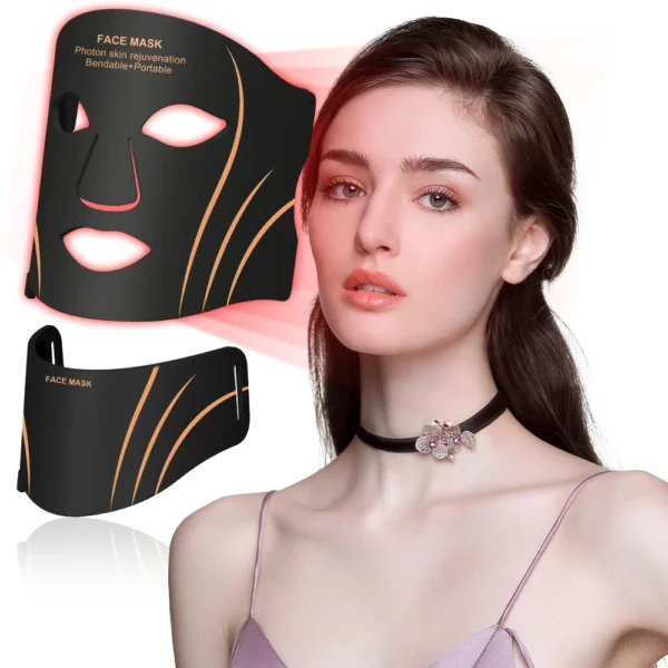 Silicone LED Mask Face With Neck 7 Colors LED Photon Red Light Therapy Flexible Facial Mask Repair Skin Wireless Use
