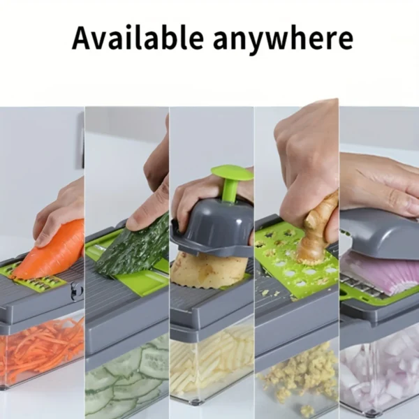 Multifunctional, Robust Vegetable Chopper & Fruit Slicer Set - Manual Food Cutter with Container, Efficient Onion Mincer, Potato - Image 4
