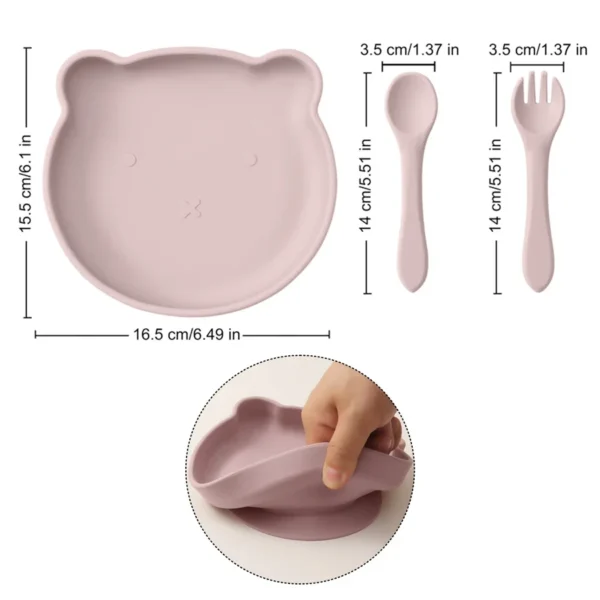 Wholesale Silicone Baby Feeding Set BPA Free Suction Dishes Plate Feeding Sucker Bowl Spoon Fork Children Tableware Baby Stuff - Image 4