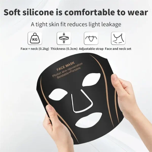 Silicone LED Mask Face With Neck 7 Colors LED Photon Red Light Therapy Flexible Facial Mask Repair Skin Wireless Use - Image 4