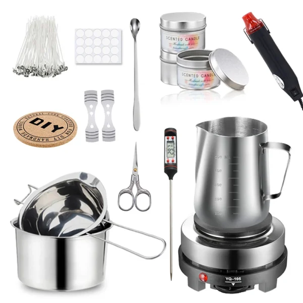 DIY Handmade Candle Craft Tools Kit with Wax Melting Hot Plate, Wax Melting Pot, Candle Making Supplies Accessories