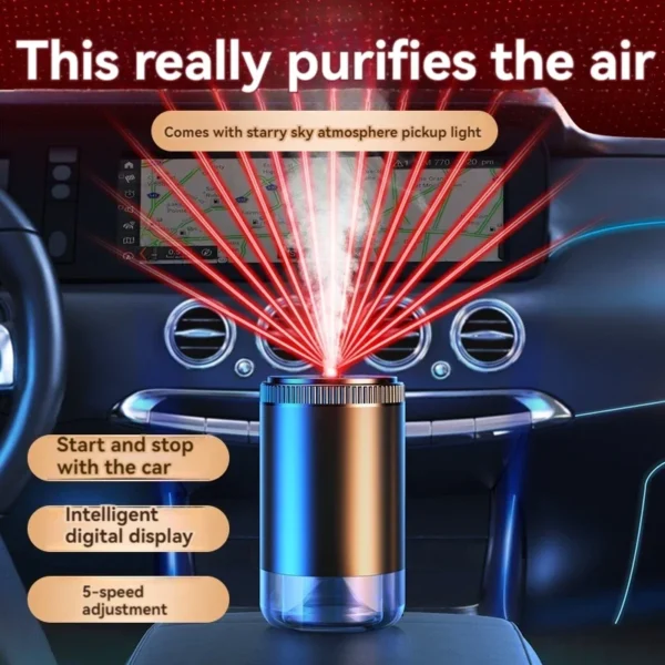 Smart Car Air Freshener Rechargeable Aroma Diffuser 5 Levels of Adjustable Intelligent Diffuser Pickup Light Starry Sky Summit - Image 5