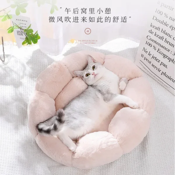 Flower Cat Nests Autumn and Winter Kennel Teddy Closed Cat Nests Winter Warm Pet Supplies - Image 4