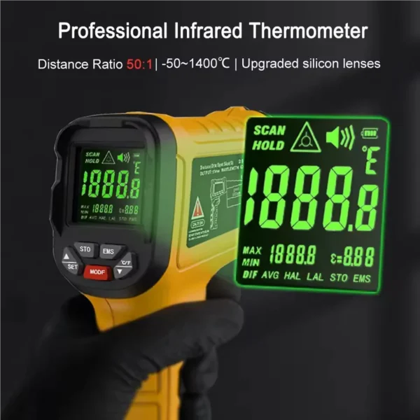 BSIDE Infrared Thermometer -50~530/1400C Professional Digital IR-LCD Temperature Meter Non-contact Laser Thermometers Pyrometer - Image 4