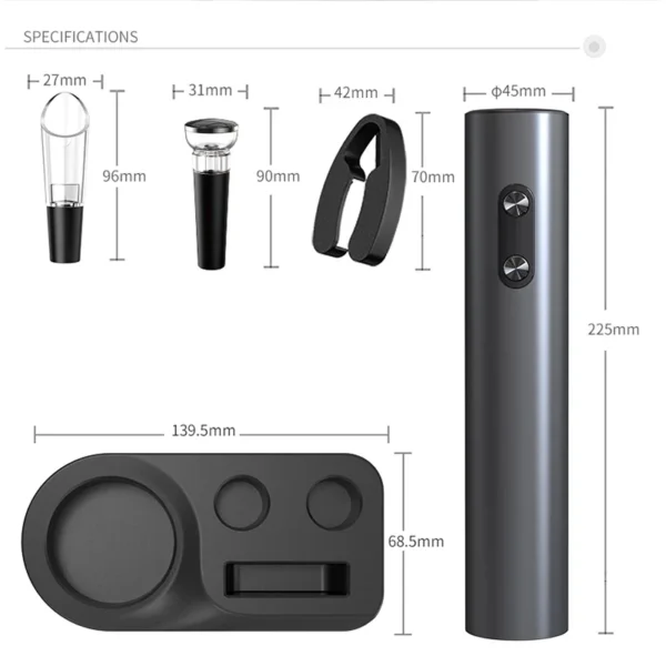 Electric Wine Bottle Opener Set Automatic Corkscrew with Aerator Pourer and Foil Cutter for Kitchen Bar Party Gifts Battery - Image 6