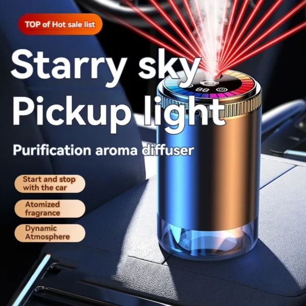 Smart Car Air Freshener Rechargeable Aroma Diffuser 5 Levels of Adjustable Intelligent Diffuser Pickup Light Starry Sky Summit