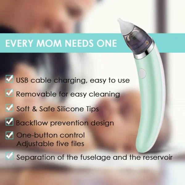 Electric Toddler Snot Aspirators Automatic Newborns Nasal Cleaner Rechargeable Detachable Anti-reflux for Newborn Baby Nursing - Image 3