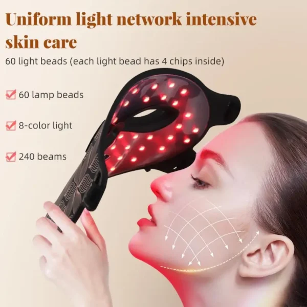 8 Colors Facial LED Mask with Neck Red Light Near Infrared Therapy Beauty Mask Anti Aging Skin Rejuvenation Lifting Whitening - Image 5