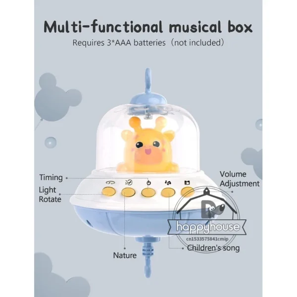 Musical Baby Crib Mobile with Lights Music Projection for Infants Remote Control Crib Toys for Newborn Baby Mobile for Crib Toys - Image 3