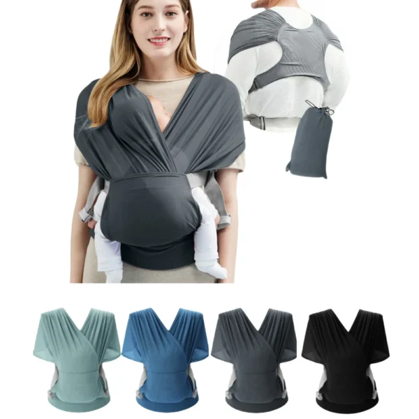 Newborn Baby Carrier Wrap Stretchy Adjustable 0-24 Month Front Facing Portable &Foldable Infant Carrier Belt Baby Swaddle Strap