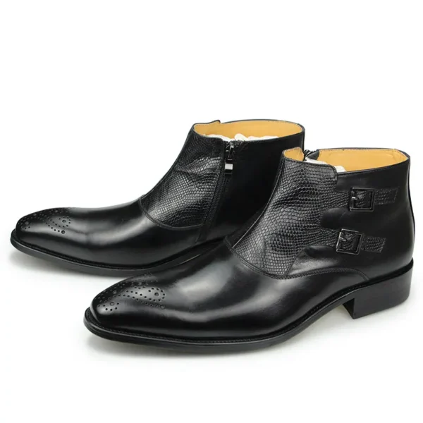 New Trend Men Zipper Ankle Boots Shoes Casual Social Summer for Metal Buckle Working Outdoor Height Increasing Big Size Natural - Image 5