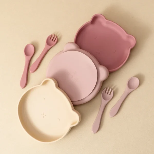 Wholesale Silicone Baby Feeding Set BPA Free Suction Dishes Plate Feeding Sucker Bowl Spoon Fork Children Tableware Baby Stuff - Image 3