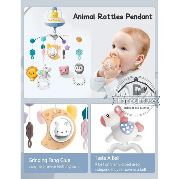 Musical Baby Crib Mobile with Lights Music Projection for Infants Remote Control Crib Toys for Newborn Baby Mobile for Crib Toys - Image 2