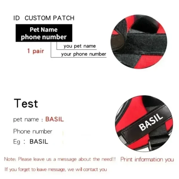 Dog Harness ID Custom patch Reflective Breathable No Pull Pet Harness Vest Training Dog Accessories - Image 3