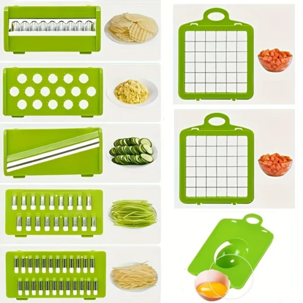 Multifunctional, Robust Vegetable Chopper & Fruit Slicer Set - Manual Food Cutter with Container, Efficient Onion Mincer, Potato - Image 2