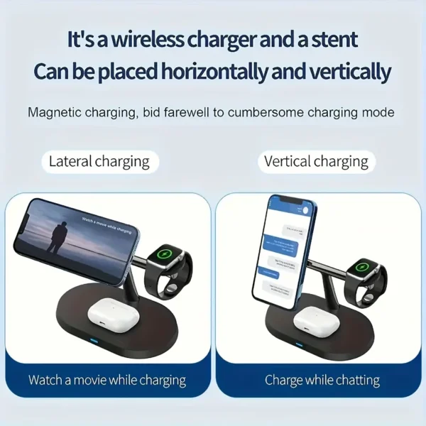 3 in 1 100W Magnetic Wireless Charger Stand For Magsafe iPhone 16 15 14 13 12 Apple Watch 8 7 Airpods Pro Fast Charging Station - Image 5