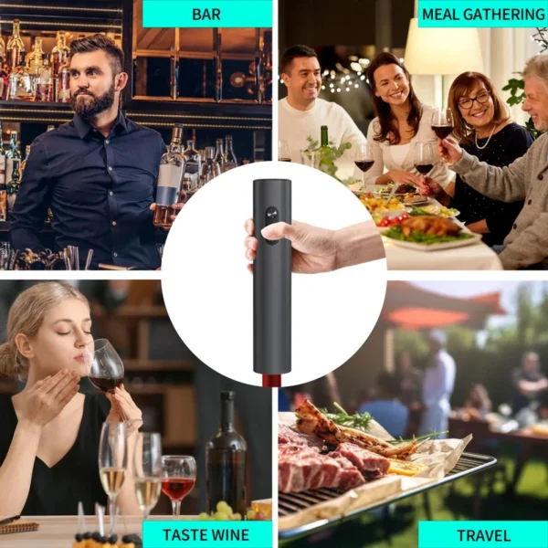 Electric Wine Bottle Opener Set Automatic Corkscrew with Aerator Pourer and Foil Cutter for Kitchen Bar Party Gifts Battery - Image 5