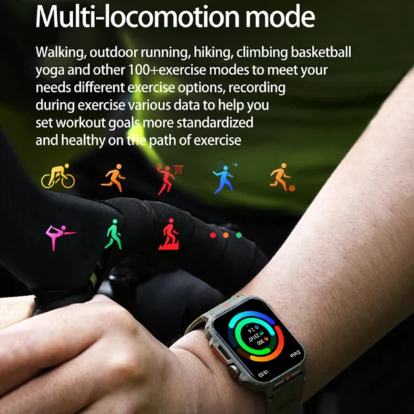 Military Outdoor GPS Sports Smart Watch Men 1.95 inch Heart Rate Blood Oxygen Bluetooth Call SmartWatches Men's For Android IOS - Image 3