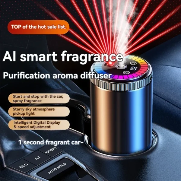 Smart Car Air Freshener Rechargeable Aroma Diffuser 5 Levels of Adjustable Intelligent Diffuser Pickup Light Starry Sky Summit - Image 6