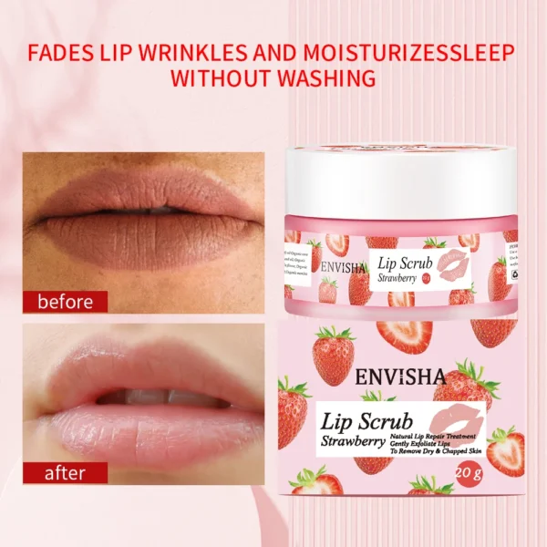 ENVISHA Strawberry Lip Care Scrub Lip Balm Sugar Cream Exfoliating Moisturizing Nourish Repair Cleft Fine Lines Smooth Skin Care - Image 2