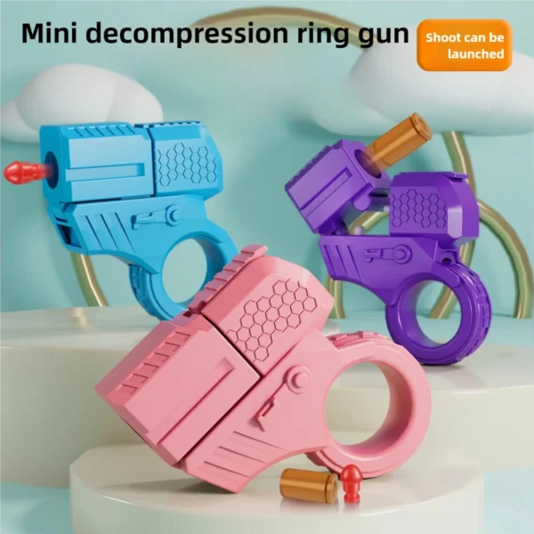 New Mini Gun Shell Ejected Can Launch Decompression EDC Finger Ring Pistol Fidget Spinner Ratchet Anxiety Stress Relief Toy Guns - Image 3